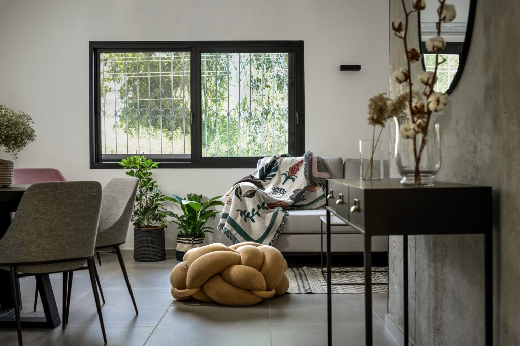 Seating area facing a garden window